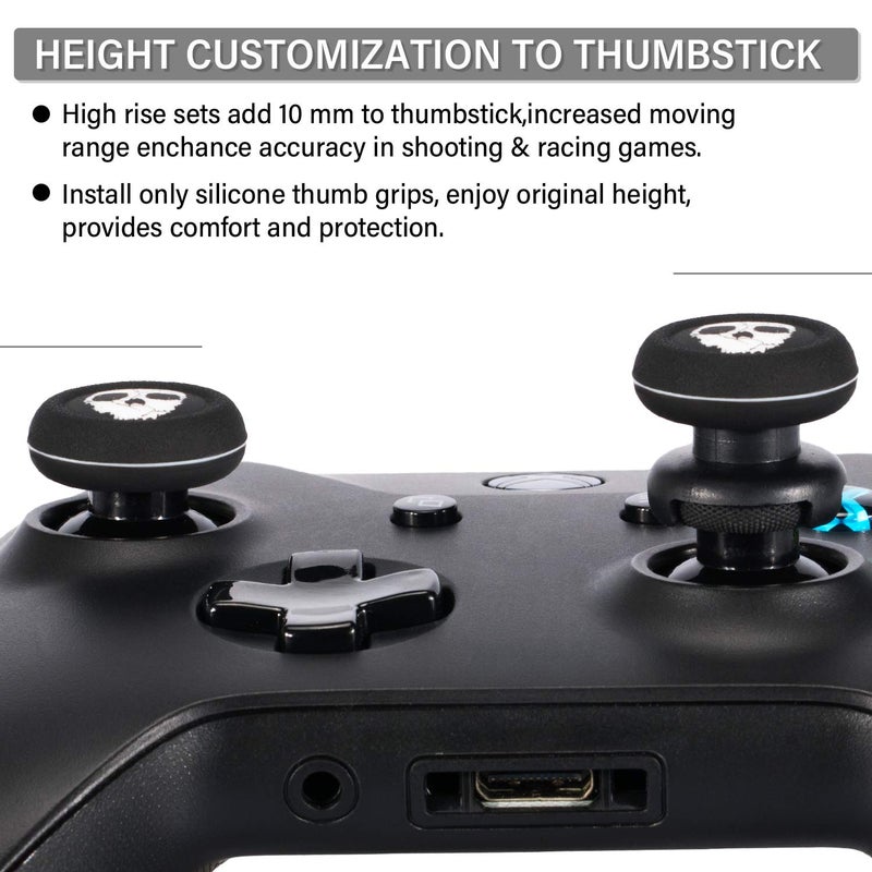 Playrealm FPS Thumbstick Extender & Printing Rubber Silicone Grip Cover 2 Sets for Xbox Series X/S & Xbox One Controller(Ghost) - Image 4